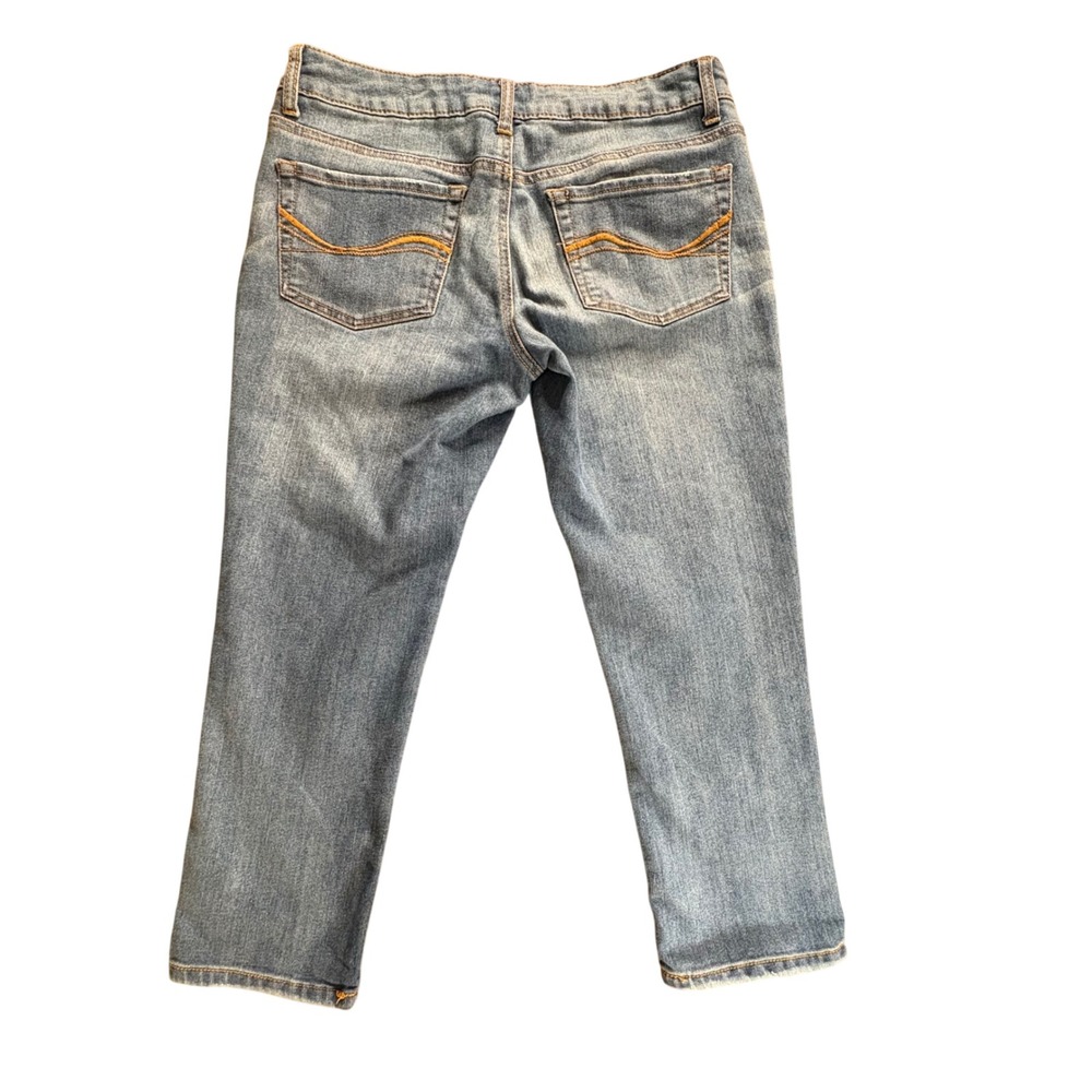 SO Cropped Jeans Womens 11 Blue Mid Rise Straight Leg Stretch Denim EUC - Picture 6 of 8